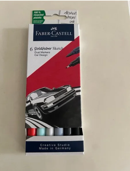 6 marqueurs à double pointe Faber-Castell Goldfaber Sketch "Car Design".