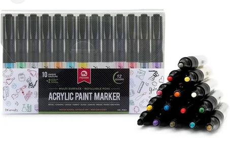 ensemble de 12 marqueurs de peinture acrylique Mobee