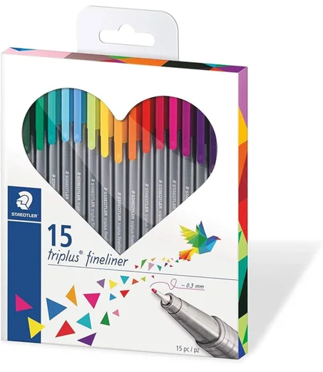 15 feutres fins Staedtler Triplus Fineliner dans un étui triangulaire ergonomique