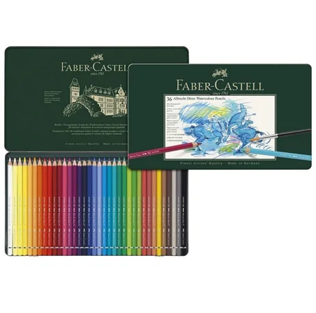 coffret de 36 crayons de couleur aquarellables Albrecht Dürer de la marque Faber-Castell.