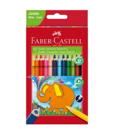 boîte de 12 crayons de couleur triangulaires Jumbo Faber-Castell.