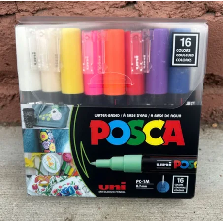 ensemble de 16 marqueurs de peinture Posca PC-1M à base d'eau.