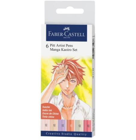ensemble de 6 feutres Pitt Artist Pens Manga Kaoiro de Faber-Castell