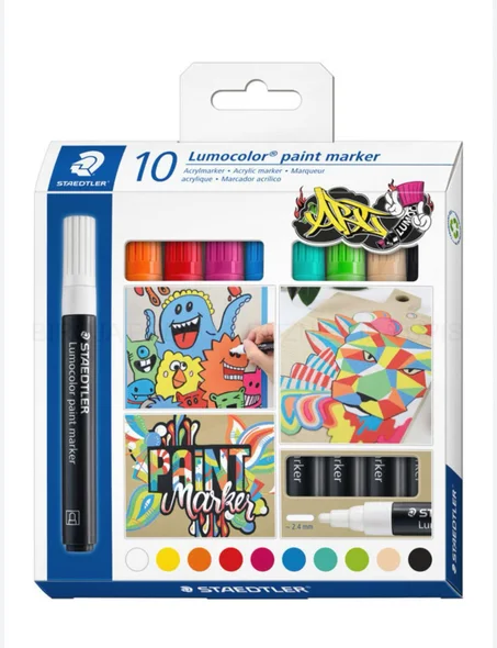 ensemble de 10 marqueurs de peinture acrylique STAEDTLER Lumocolor.