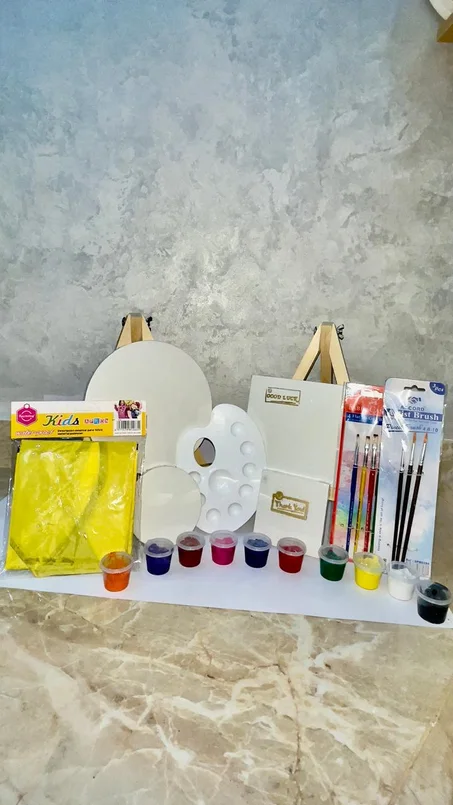 Kit complet de peinture pour enfants & débutants — Tableaux, pinceaux, couleurs et accessoires