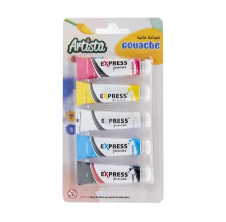 ensemble de gouaches Express Junior sous la marque Artista 5 tubes de 10 ml .