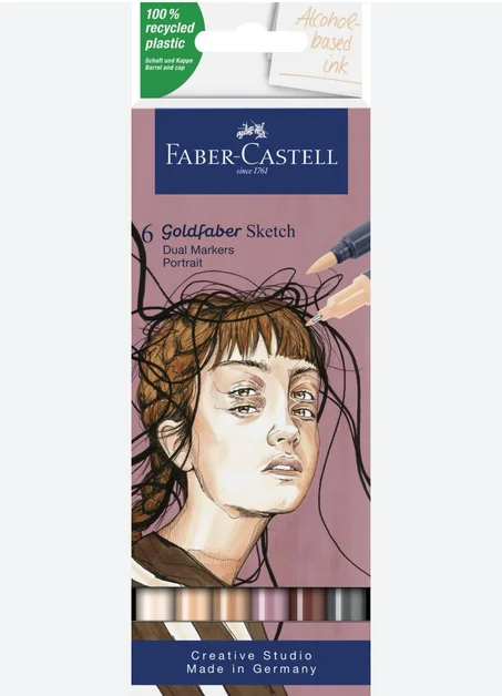 6 marqueurs double pointe Goldfaber Sketch Portrait de Faber-Castell.