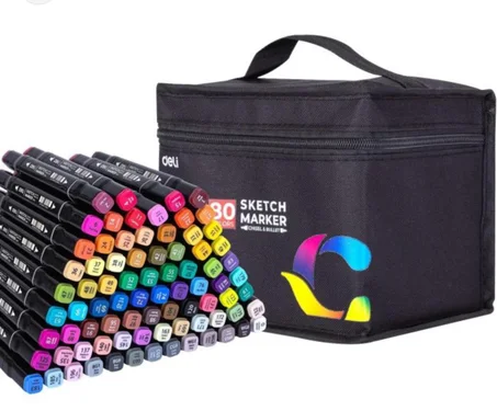 30,40,60 et80 feutres à alcool Deli Sketch à double pointe (biseautée et ogive/balle).
