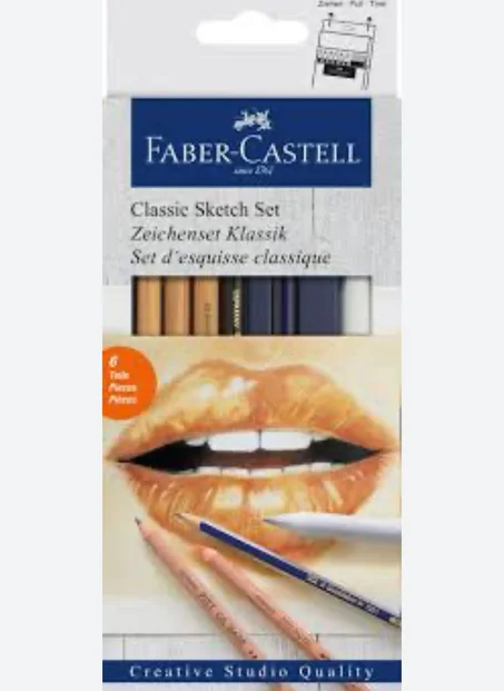 set d'esquisse classique Faber-Castell de 6 pièces.