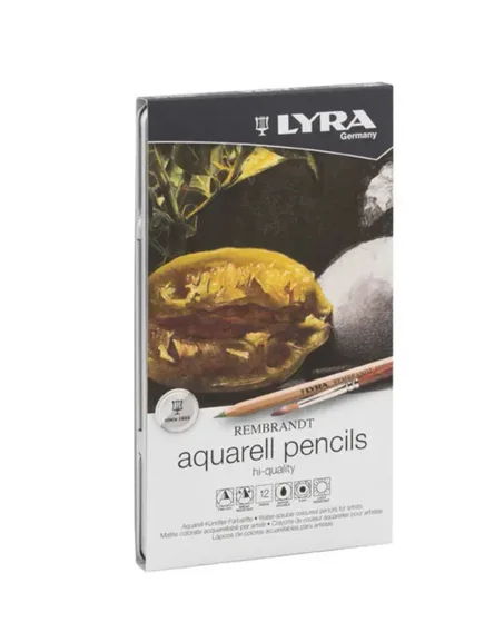 boîte de crayons aquarellables Lyra Rembrandt Aquarell, un set de 12 couleurs pour artistes.