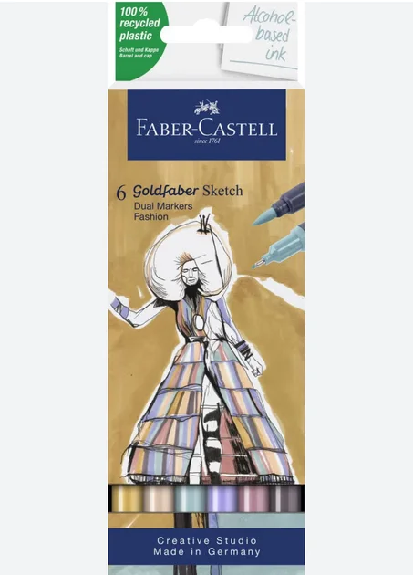 6 marqueurs double pointe Goldfaber Sketch Fashion de Faber-Castell.