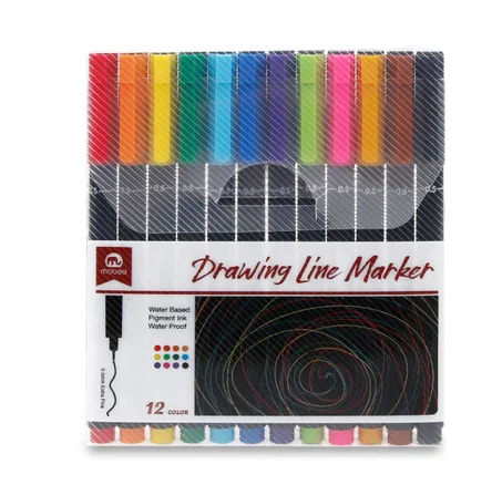 12 marqueurs à dessin à pointe fine Mobee (Drawing Line Markers).