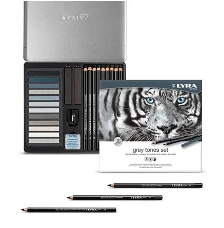 Set de tons gris Lyra Grey Tones (ou Set de pastels secs "nuances de gris" Lyra Polycrayons Soft).