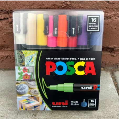 ensemble de 16 marqueurs de peinture Uni Posca PC-3M à pointe fine