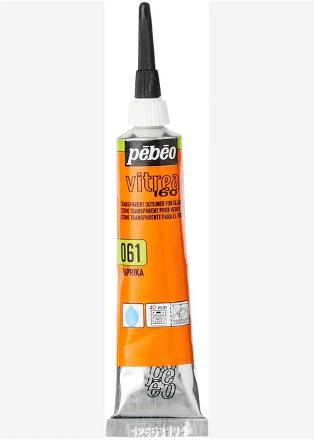 tube de Cerne relief Pébéo Vitrea 160 de couleur paprika (061)