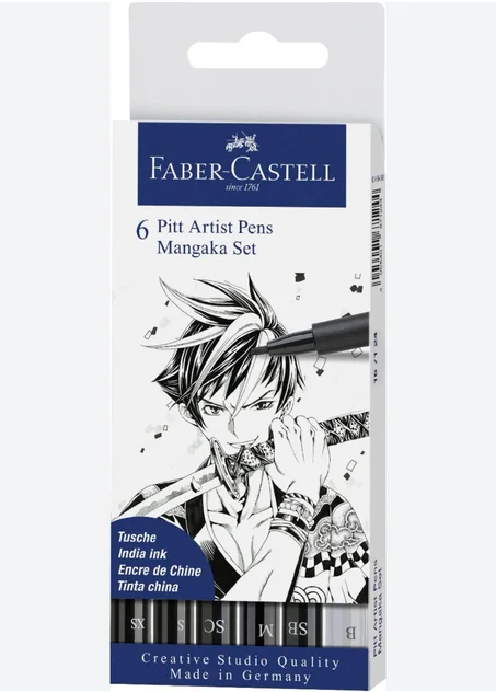 6 feutres Pitt Artist Pens Mangaka Set de Faber-Castell.