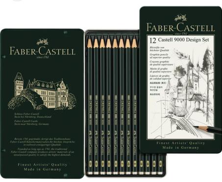 set 12 de crayons graphite Faber-Castell 9000