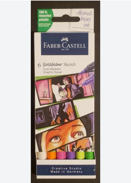 6 marqueurs doubles pointes Goldfaber Sketch Graphic Novel de Faber-Castell.