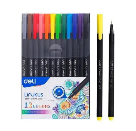 ensemble de 12 feutres fins (fineliners) de la marque Deli