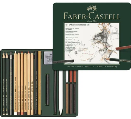 coffret de 21 pièces Pitt Monochrome de Faber-Castell