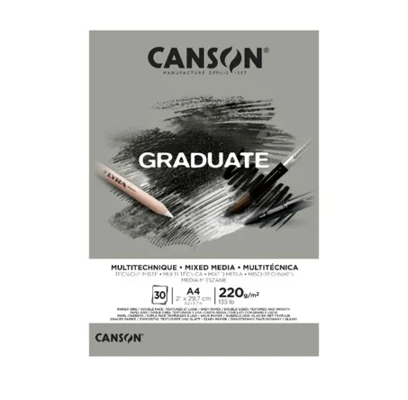 bloc de papier Canson Graduate Mixed Media gris.