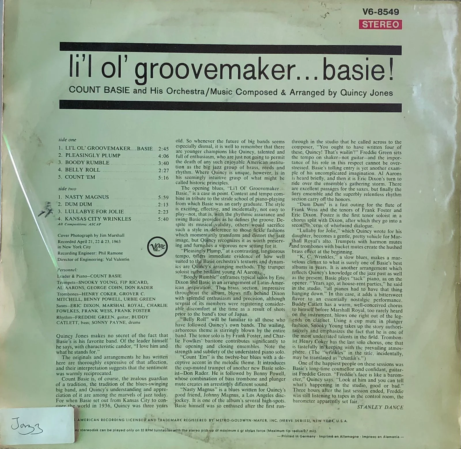 Count Basie And His Orchestra – L'il Ol' Groovemaker... Basie!