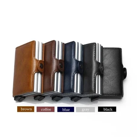 2x حامل بطاقة الائتمان الألومنيوم مع RFID لحماية بطاقاتك