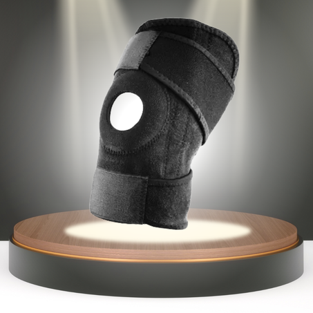 واقي مطاطي داعم للركبة بتصميم قابل للتعديل ومزود بحزام حماية