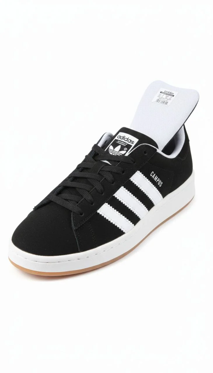 Sneaker Classique Unisexe Adidas Campus – Cuir Suédé Noir / Semelle Gomme