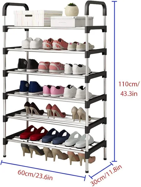 رفوف احذية من 6 طبقات عمودية لتنظيم وتخزين الاحذية