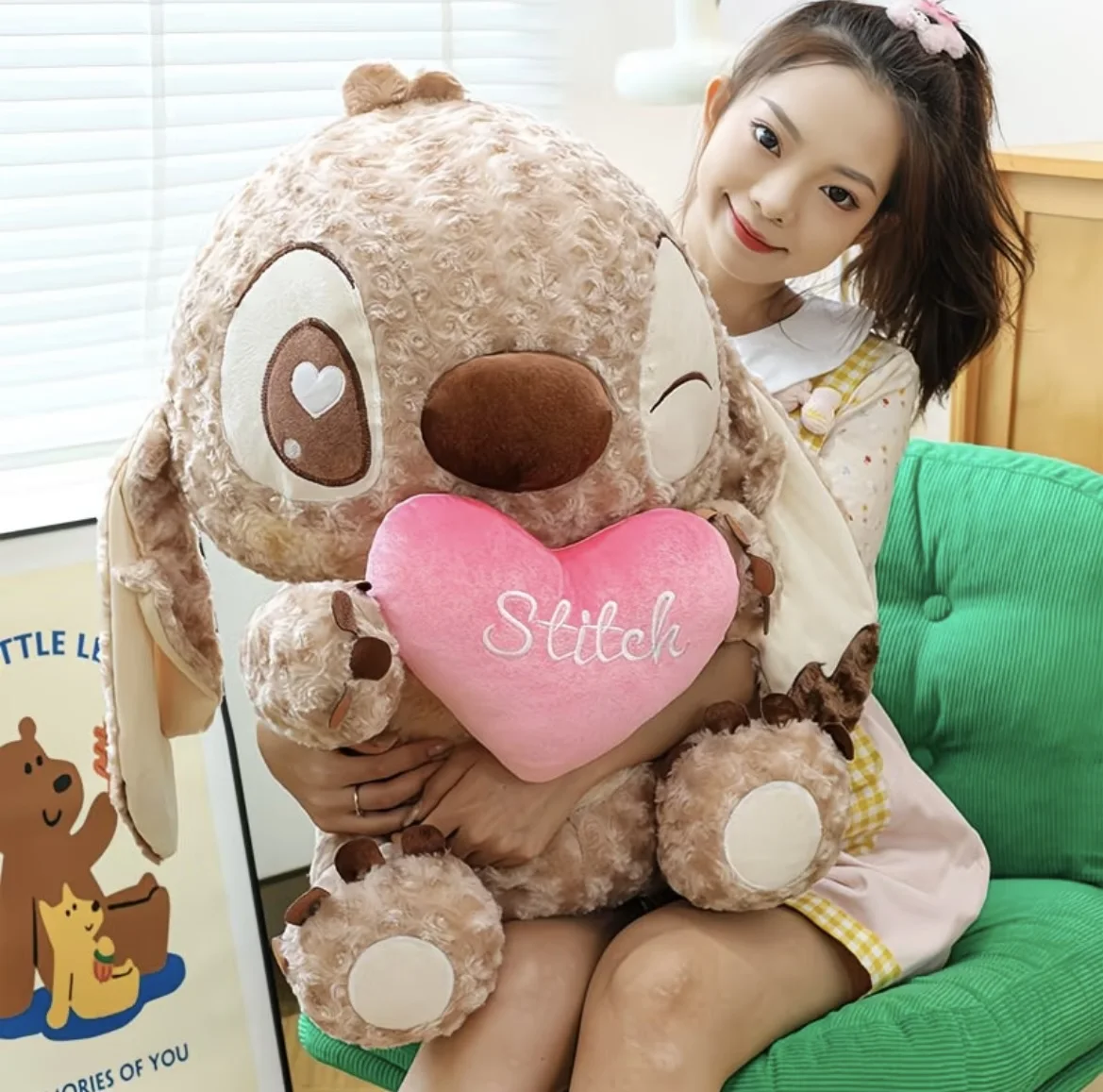 Peluche Stitch Chocolate Géante avec Cœur – Stock limité 🚨