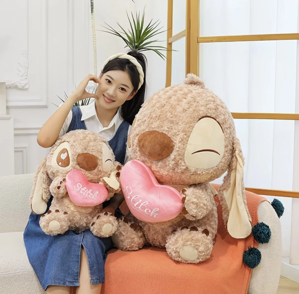 Peluche Stitch Chocolate Géante avec Cœur – Stock limité 🚨