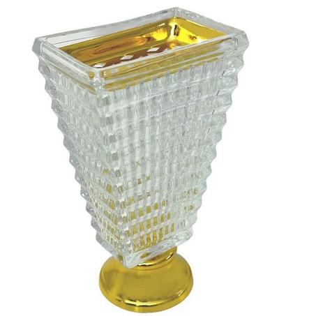 مبخره كريستال مستطيل بقاعده ذهبيه