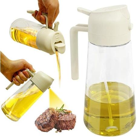 زجاجة بخاخ زيت 2 في 1 سعة 450 مل - موزع زيت زيتون أوتوماتيكي - بخاخ خل مانع للتسرب للمطبخ، مقلاة الهواء، التحميص، السلطة، الشواء