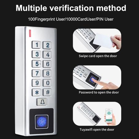 Contrôleur d'accès biométrique par empreinte digitale WIFI App Keypad Metal Waterproof RFID EM Card Standalone TUYA- 125KHZ