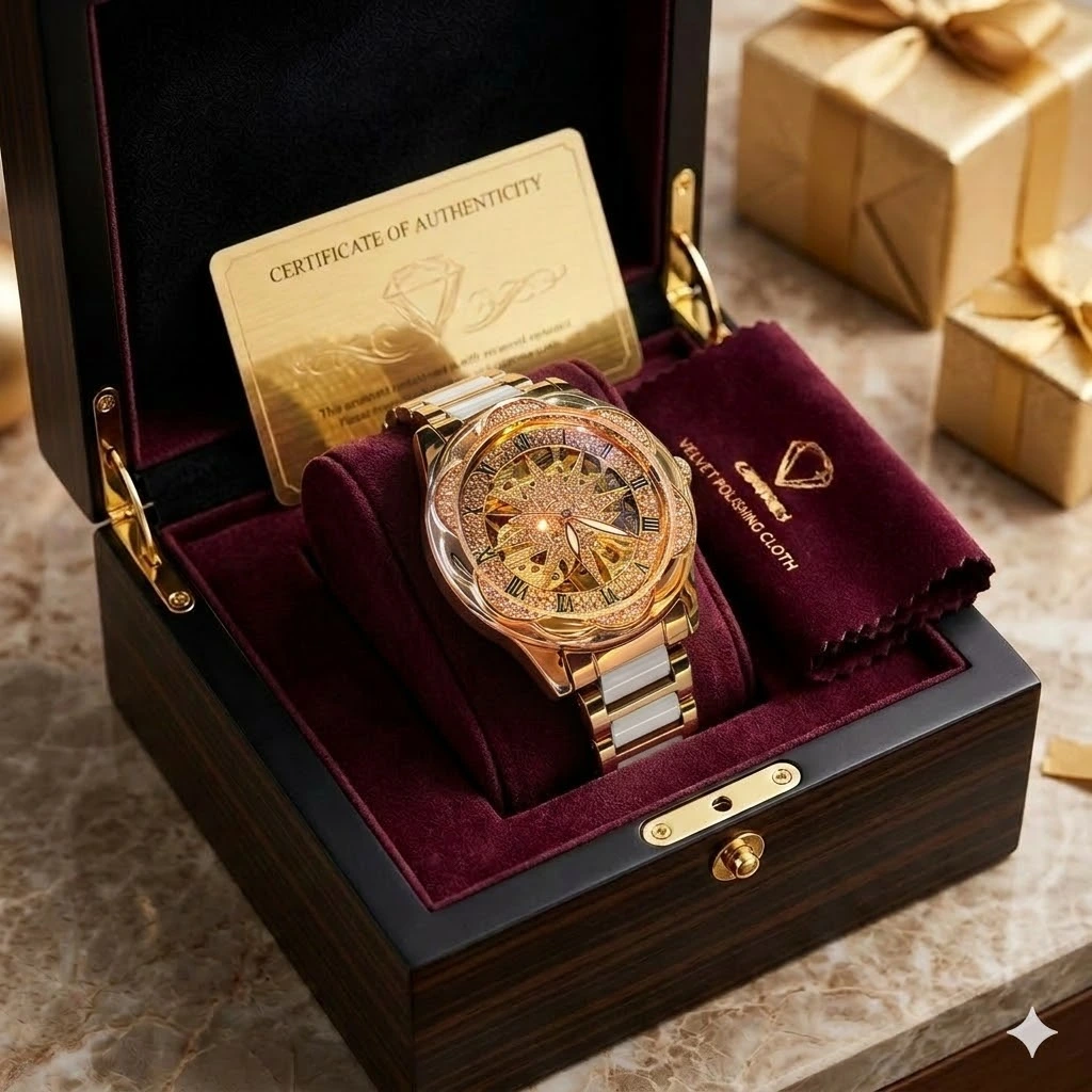 ✨  Luxury Women’s Diamond-Style Watch — Elegance That Shines