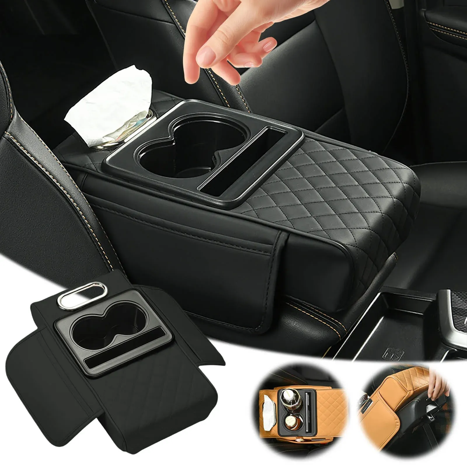 Drive in Comfort & Style — The Ultimate Car Armrest Cushion with Cup & Phone Holder! 🚗💺🥤