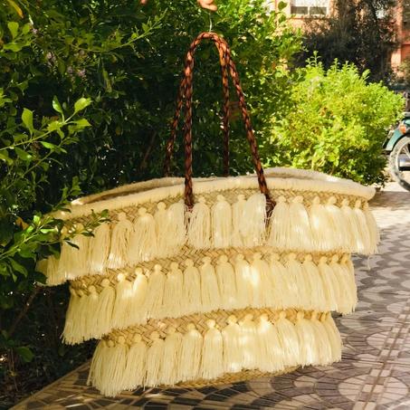 PANIER BOHÈME POMPONS