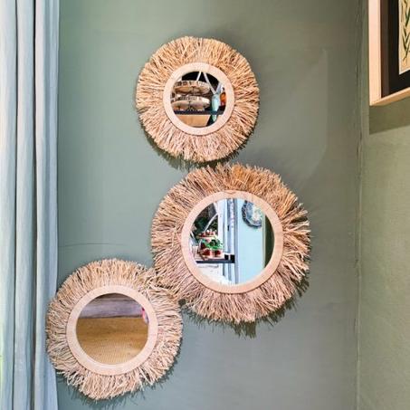 MIROIR EN RAPHIA 3 PIECE