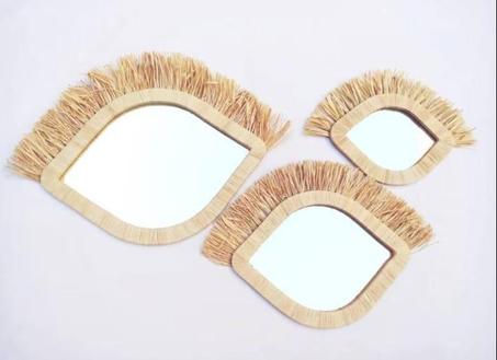 MIROIR EN RAPHIA 3 PIECE