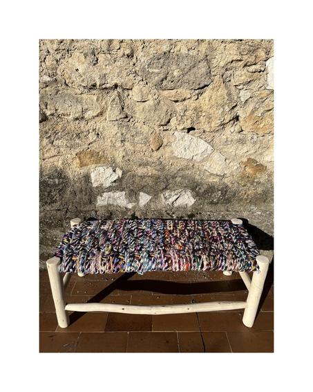 BANC ARTISANAL TISSÉ MULTICOLORE