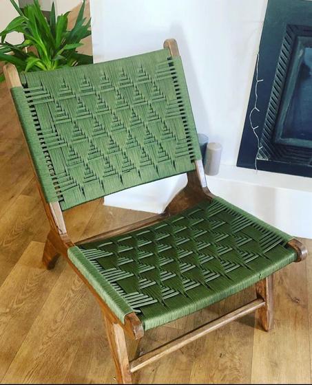 fauteuil en fil kaki  bois noyer