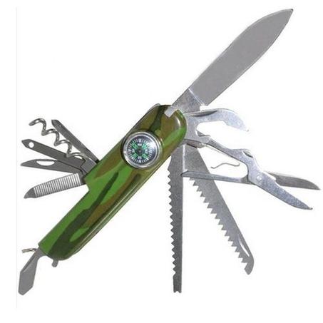 سكين جيب متعدد الوظائف (11 وظيفة مختلفة) مع بوصلة.