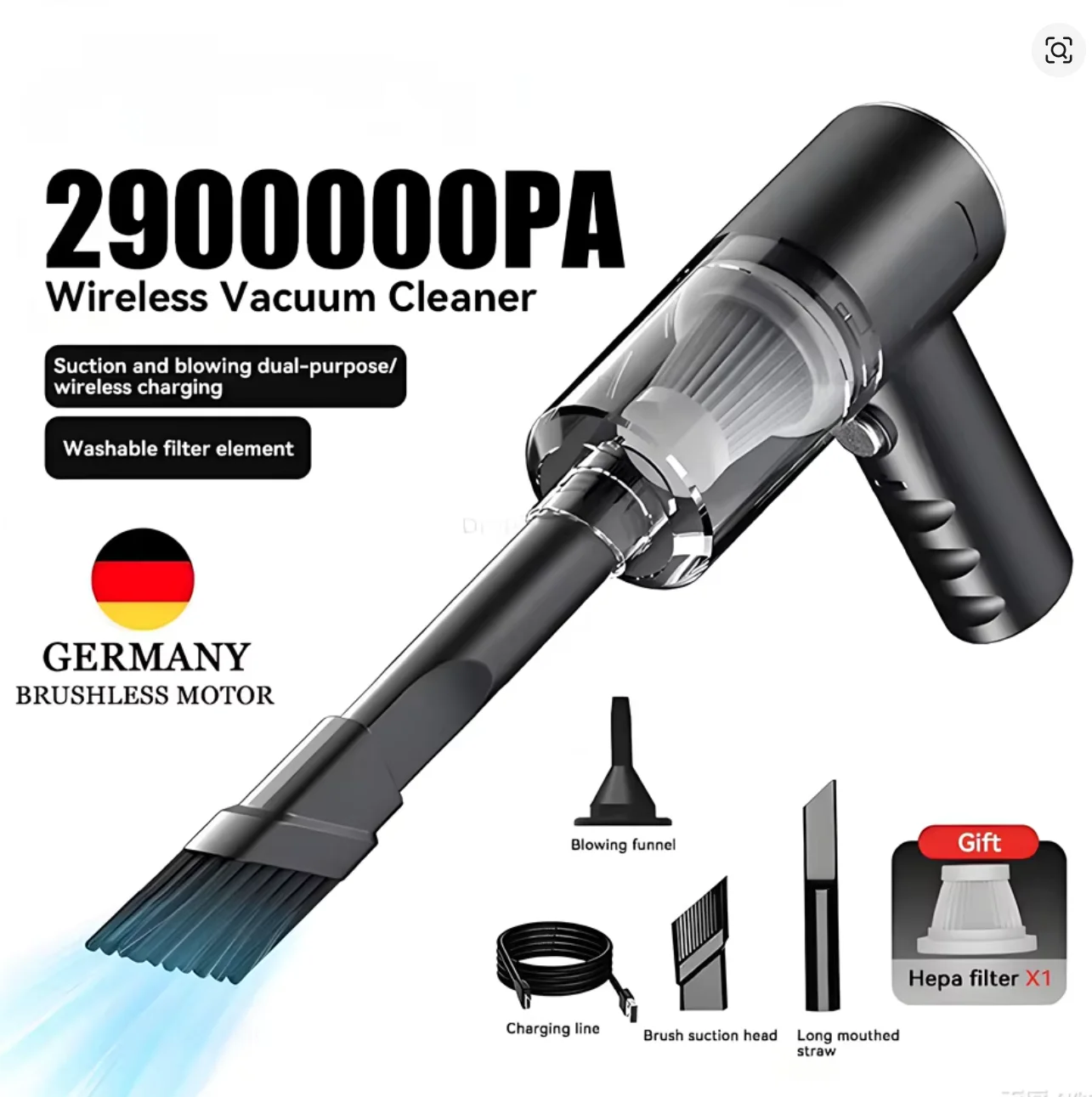 مكنسة كهربائية لاسلكية للسيارة والمنزل