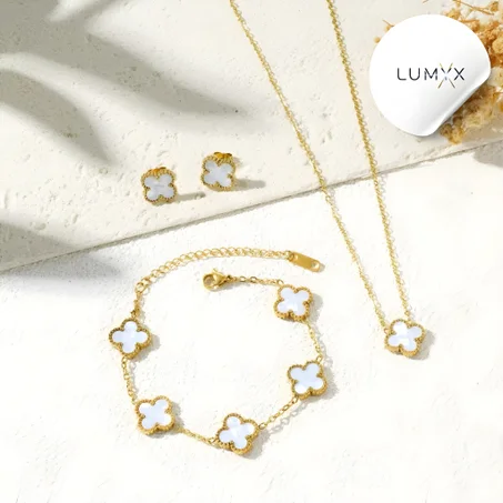 Parures femme White Clovers  Collier,Bracelets,Boucles d’oreilles