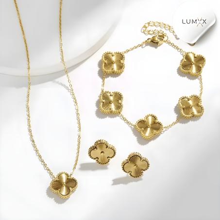Parures Femme Gold  Clovers  Collier,Bracelet,Boucles d’oreilles