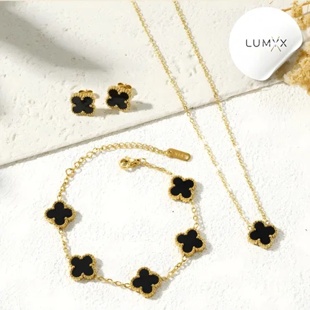 parures Femme Black Clovers  Collier,Bracelet,Boucles d’oreilles