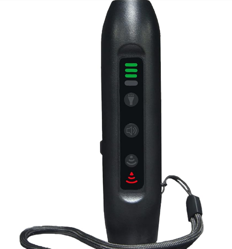 جهاز طارد الكلاب بالموجات فوق الصوتية بتصميم مصباح يدوي ذكي عالي السطوع قابل للحمل والشحن ومزود بثلاثة أوضاع مع مؤشر LED لتدريب من موريليان، بلاستيك، أسود