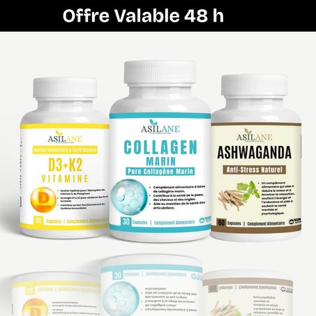 Pack Collagène + Vitamine D3+K2 + Ashwaganda