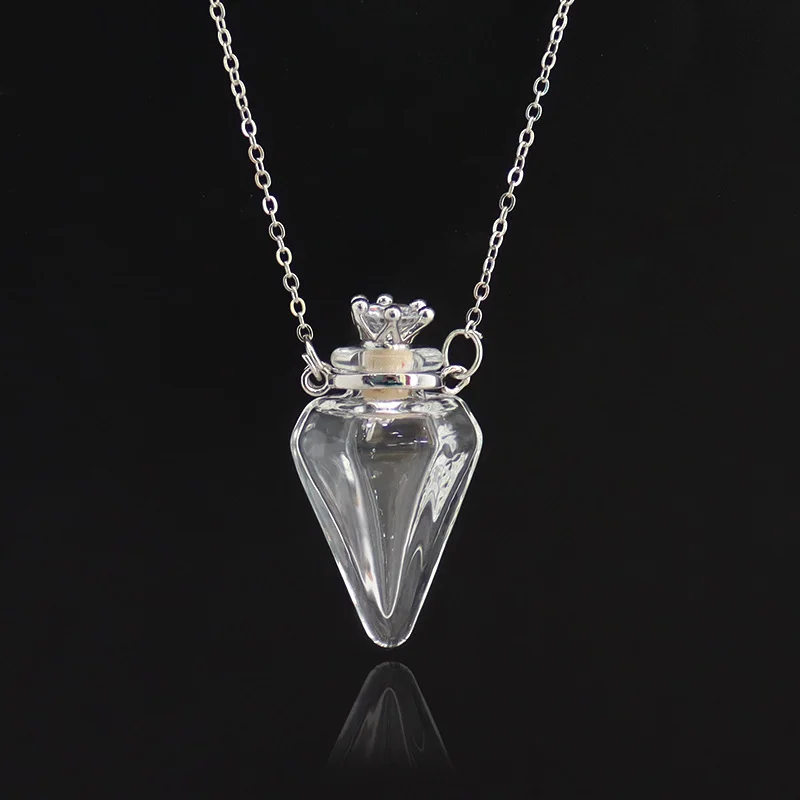 Clear Heart Bottle Essential Oil Pendant